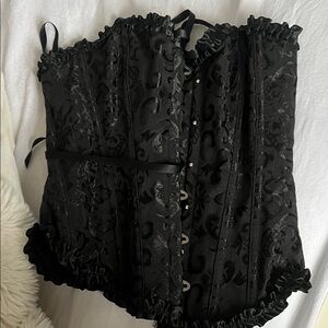Black Brocade Corset Top